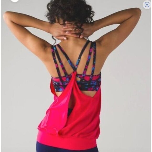 Lululemon Nouveau Limits Tank Top 2 In 1 Sports Bra Strappy Draped Size 4 - Picture 1 of 14